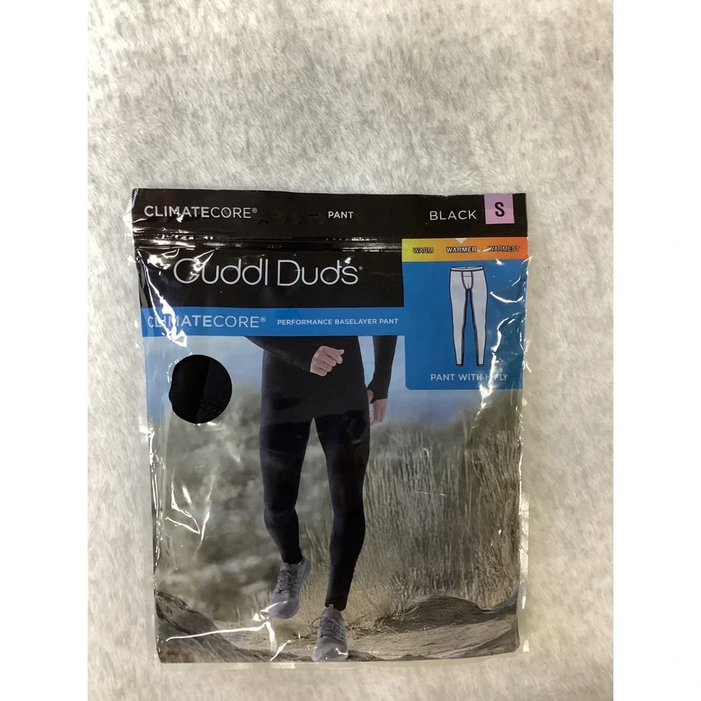 Cuddl Duds ClimateCore Mens Baselayer Pant Black Small H-Fly Thermal Leggings S‎